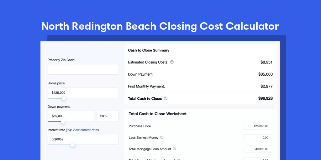 North Redington Beach, FL Mortgage Closing Cost Calculator