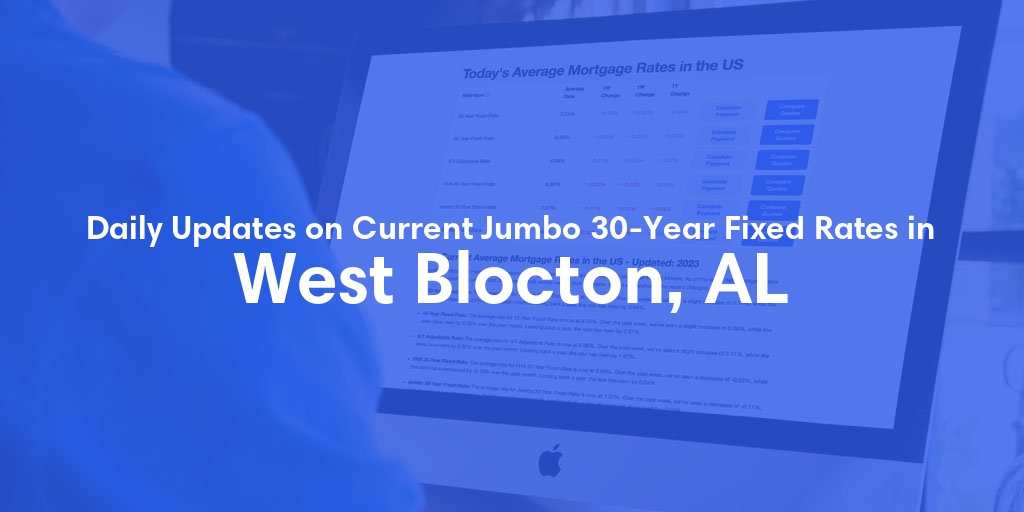 The Current Average Jumbo 30-Year Fixed Mortgage Rates in West Blocton, AL - Updated: Wed, May 8, 2024