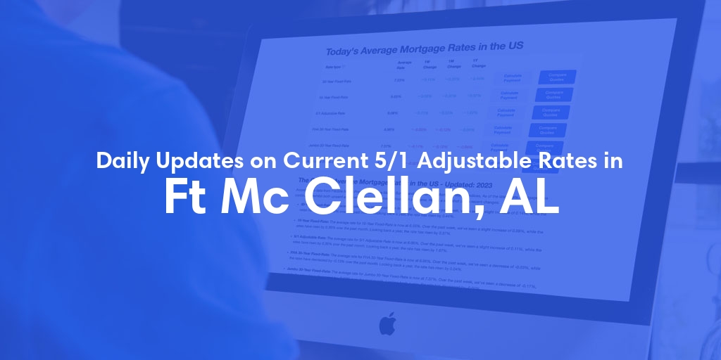 The Current Average 5/1 Adjustable Mortgage Rates in Ft Mc Clellan, AL - Updated: Fri, May 17, 2024