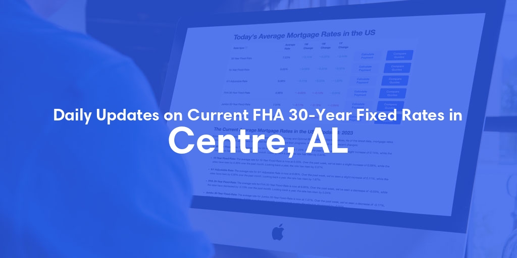 The Current Average FHA 30-Year Fixed Mortgage Rates in Centre, AL - Updated: Mon, May 20, 2024