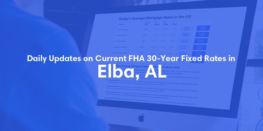 The Current Average FHA 30-Year Fixed Mortgage Rates in Elba, AL - Updated: Wed, May 15, 2024