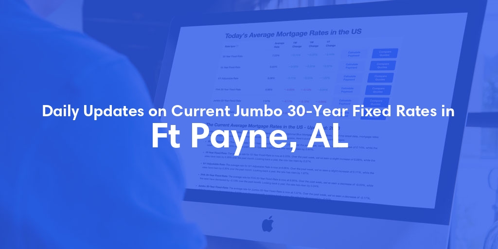 The Current Average Jumbo 30-Year Fixed Mortgage Rates in Ft Payne, AL - Updated: Fri, May 24, 2024