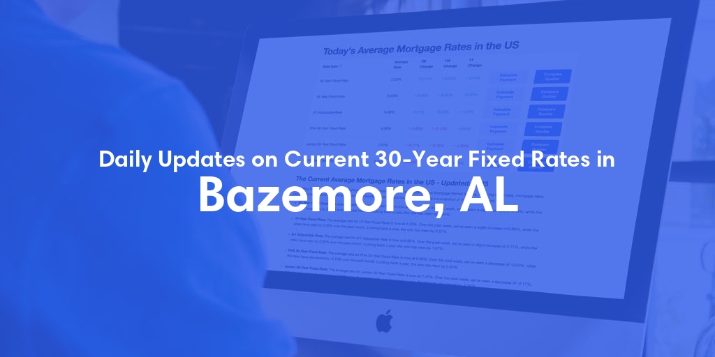 The Current Average 30-Year Fixed Mortgage Rates in Bazemore, AL - Updated: Mon, May 13, 2024