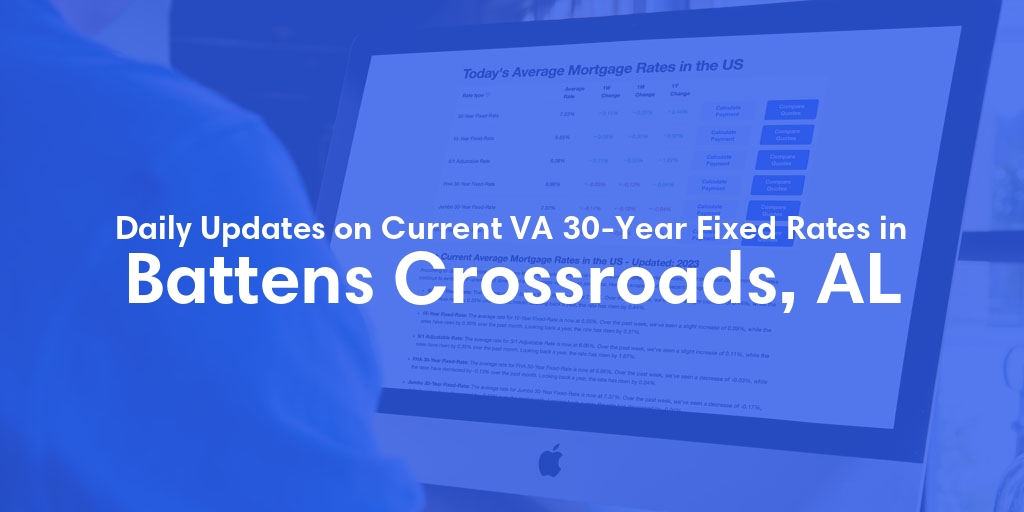 The Current Average VA 30-Year Fixed Mortgage Rates in Battens Crossroads, AL - Updated: Mon, May 6, 2024