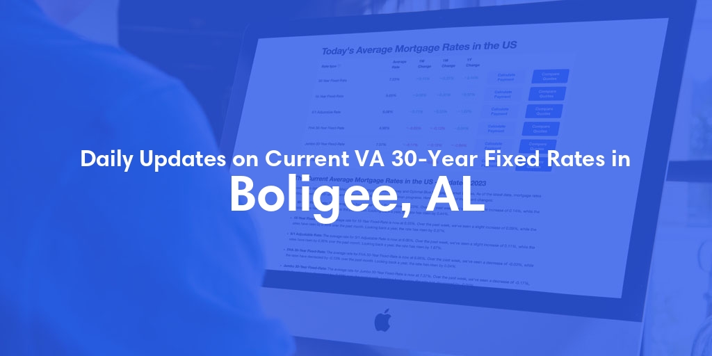 The Current Average VA 30-Year Fixed Mortgage Rates in Boligee, AL - Updated: Mon, May 6, 2024