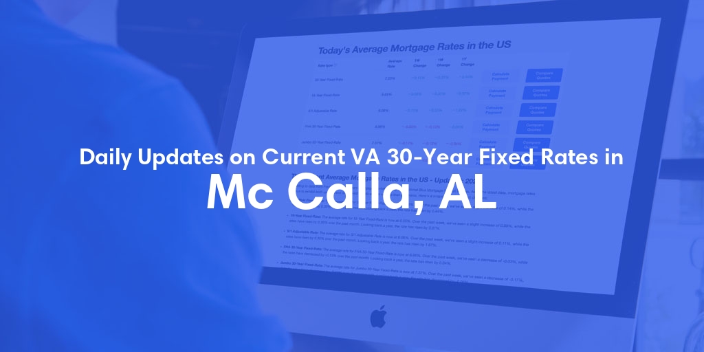 The Current Average VA 30-Year Fixed Mortgage Rates in Mc Calla, AL - Updated: Mon, Apr 29, 2024
