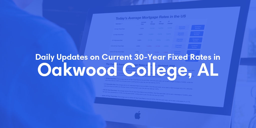 The Current Average 30-Year Fixed Mortgage Rates in Oakwood College, AL - Updated: Sat, May 18, 2024