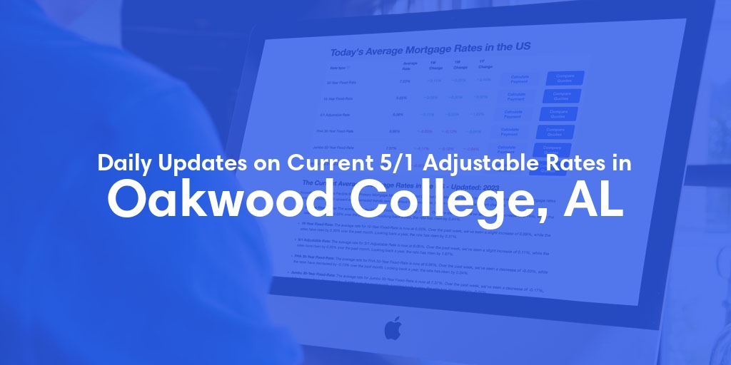 The Current Average 5/1 Adjustable Mortgage Rates in Oakwood College, AL - Updated: Fri, May 24, 2024