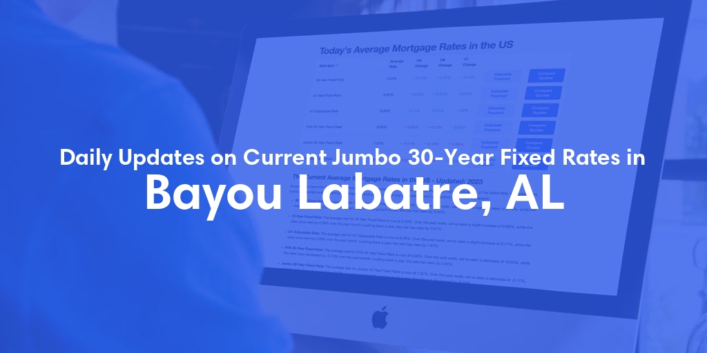 The Current Average Jumbo 30-Year Fixed Mortgage Rates in Bayou Labatre, AL - Updated: Mon, May 20, 2024