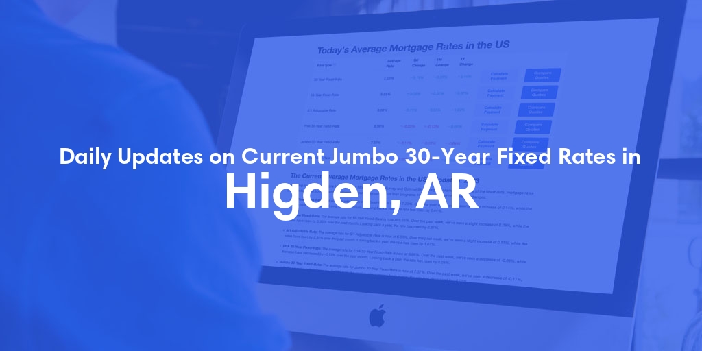 The Current Average Jumbo 30-Year Fixed Mortgage Rates in Higden, AR - Updated: Wed, May 15, 2024
