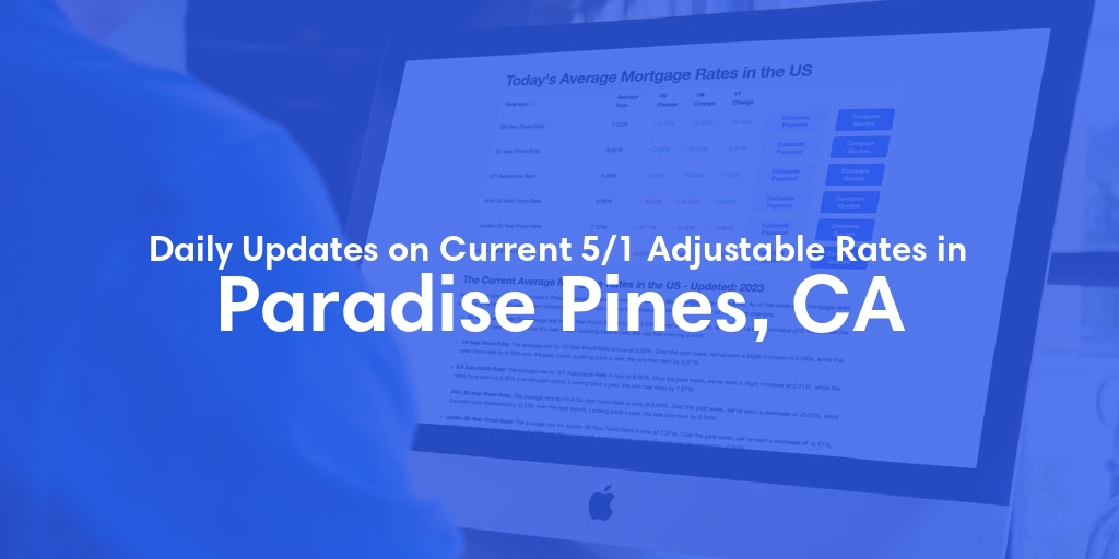 The Current Average 5/1 Adjustable Mortgage Rates in Paradise Pines, CA - Updated: Fri, May 17, 2024