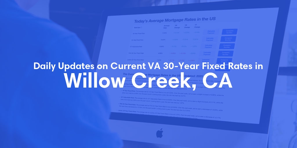 The Current Average VA 30-Year Fixed Mortgage Rates in Willow Creek, CA - Updated: Mon, Apr 29, 2024