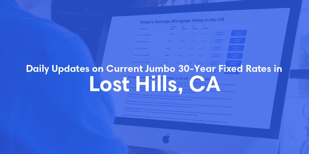 The Current Average Jumbo 30-Year Fixed Mortgage Rates in Lost Hills, CA - Updated: Sun, Jun 16, 2024