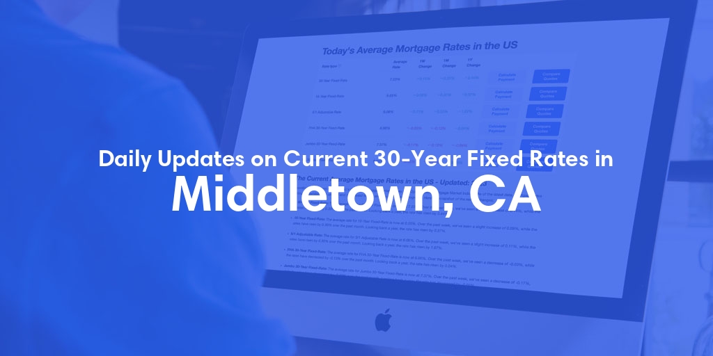 The Current Average 30-Year Fixed Mortgage Rates in Middletown, CA - Updated: Mon, May 20, 2024