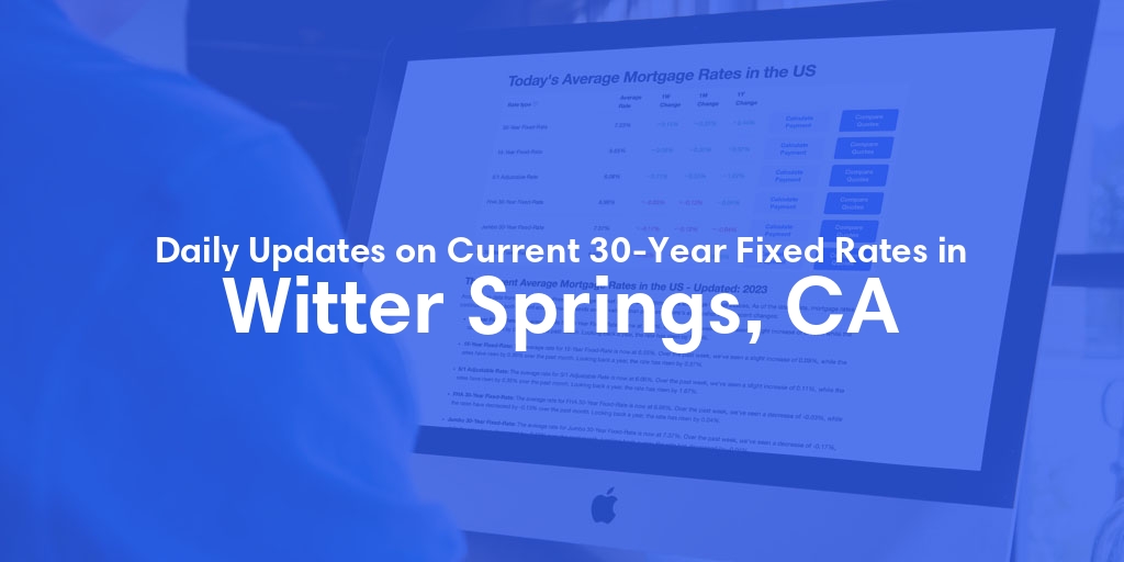 The Current Average 30-Year Fixed Mortgage Rates in Witter Springs, CA - Updated: Fri, May 17, 2024