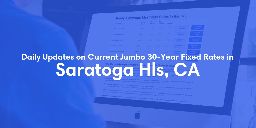 The Current Average Jumbo 30-Year Fixed Mortgage Rates in Saratoga Hls, CA - Updated: Thu, May 9, 2024