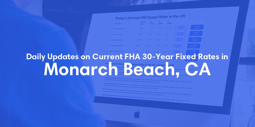 The Current Average FHA 30-Year Fixed Mortgage Rates in Monarch Beach, CA - Updated: Wed, May 22, 2024