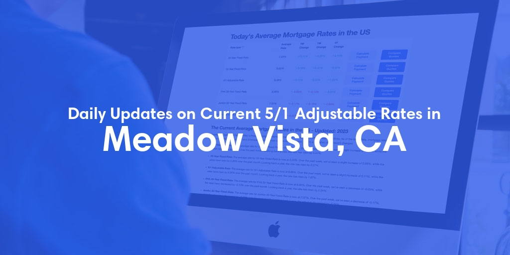 The Current Average 5/1 Adjustable Mortgage Rates in Meadow Vista, CA - Updated: Mon, May 13, 2024