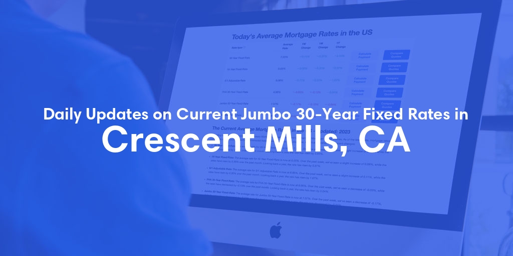The Current Average Jumbo 30-Year Fixed Mortgage Rates in Crescent Mills, CA - Updated: Fri, May 17, 2024