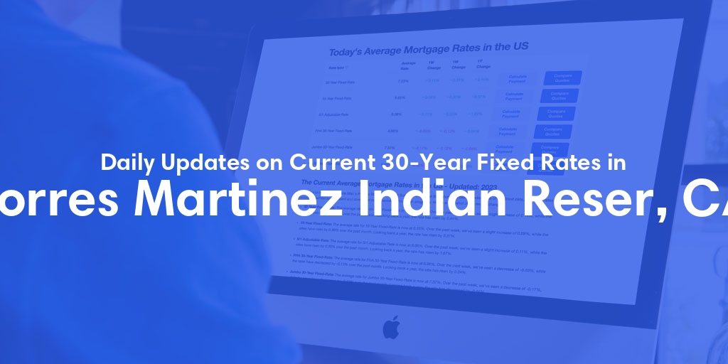 The Current Average 30-Year Fixed Mortgage Rates in Torres Martinez Indian Reser, CA - Updated: Sun, May 12, 2024