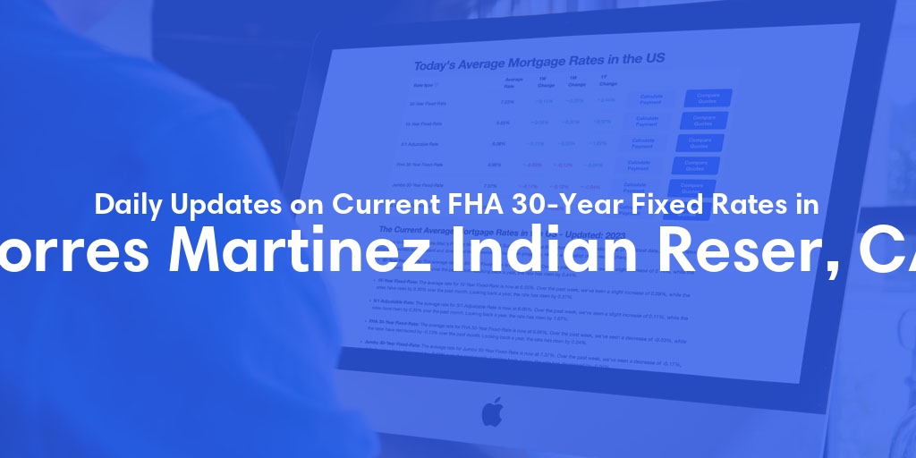 The Current Average FHA 30-Year Fixed Mortgage Rates in Torres Martinez Indian Reser, CA - Updated: Mon, May 13, 2024