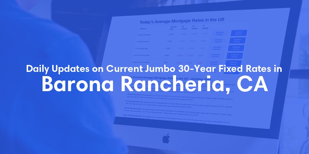 The Current Average Jumbo 30-Year Fixed Mortgage Rates in Barona Rancheria, CA - Updated: Fri, May 10, 2024