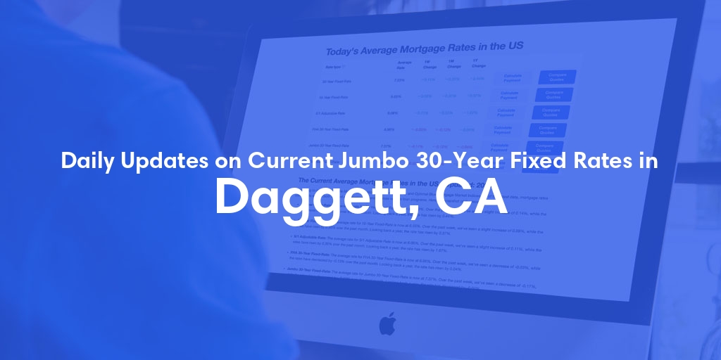 The Current Average Jumbo 30-Year Fixed Mortgage Rates in Daggett, CA - Updated: Sun, May 19, 2024