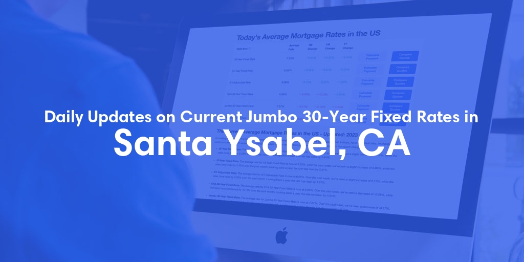 The Current Average Jumbo 30-Year Fixed Mortgage Rates in Santa Ysabel, CA - Updated: Thu, May 16, 2024