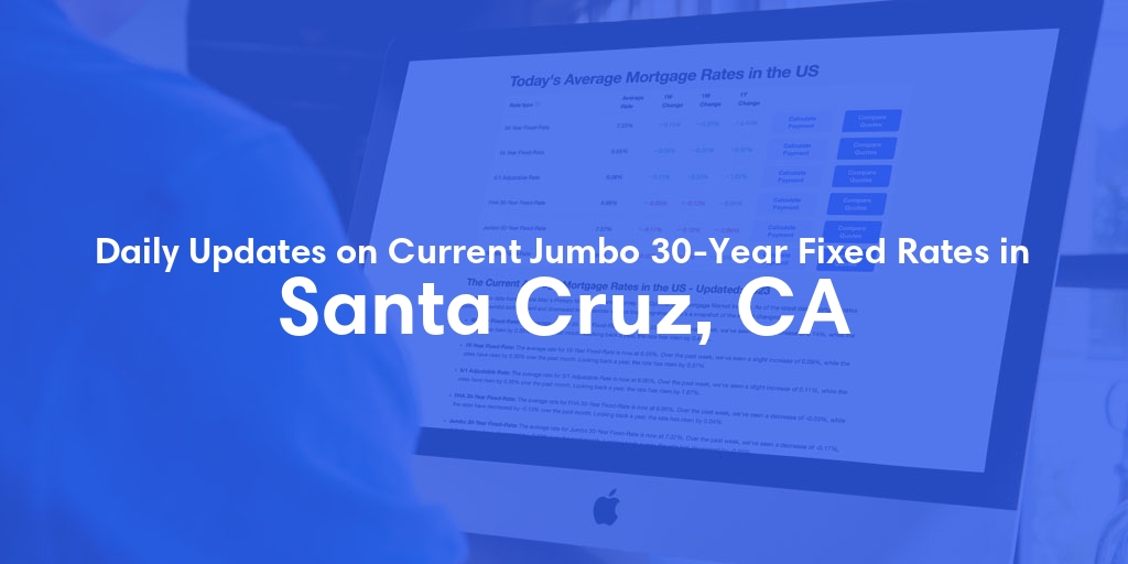 The Current Average Jumbo 30-Year Fixed Mortgage Rates in Santa Cruz, CA - Updated: Sun, May 19, 2024