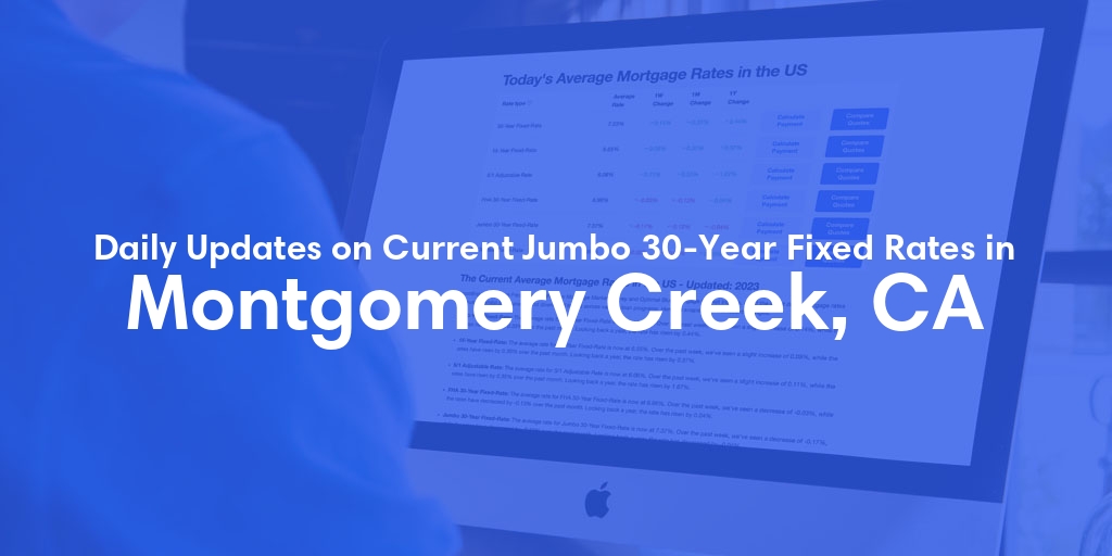 The Current Average Jumbo 30-Year Fixed Mortgage Rates in Montgomery Creek, CA - Updated: Tue, May 21, 2024