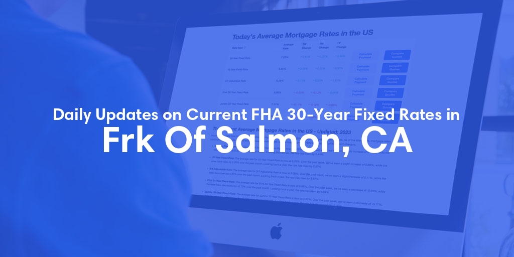 The Current Average FHA 30-Year Fixed Mortgage Rates in Frk Of Salmon, CA - Updated: Tue, May 21, 2024