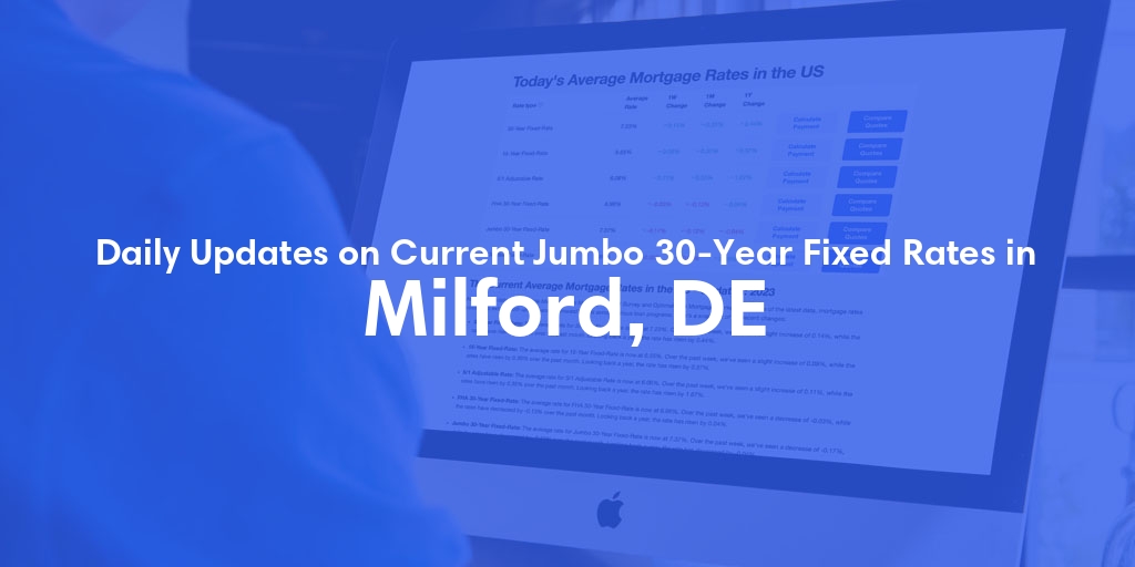 The Current Average Jumbo 30-Year Fixed Mortgage Rates in Milford, DE - Updated: Sat, May 18, 2024