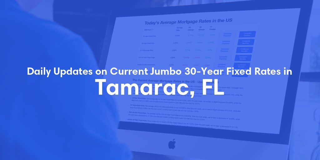 The Current Average Jumbo 30-Year Fixed Mortgage Rates in Tamarac, FL - Updated: Sun, Jun 9, 2024