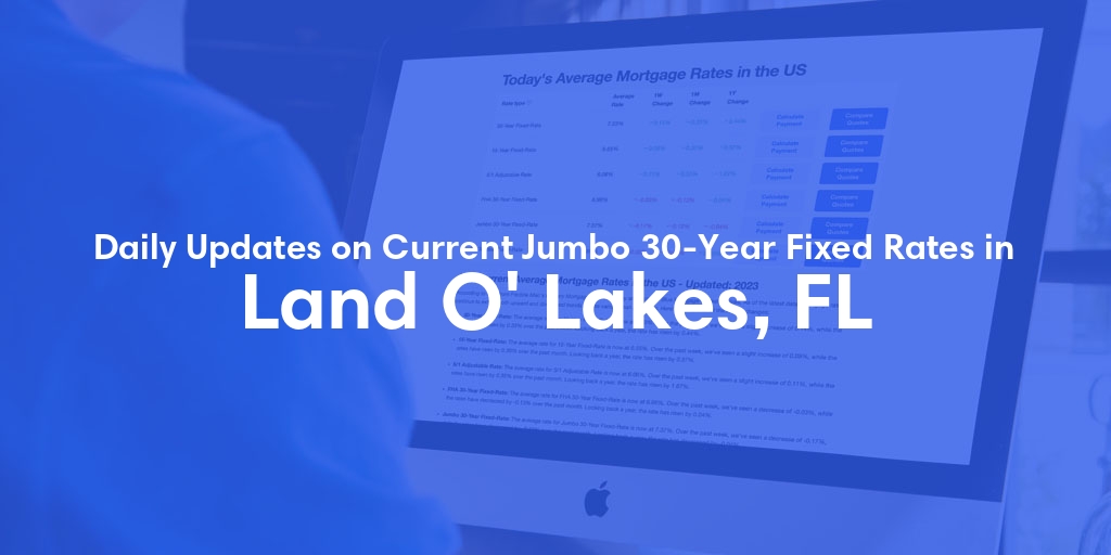 The Current Average Jumbo 30-Year Fixed Mortgage Rates in Land O Lakes, FL - Updated: Sat, May 25, 2024
