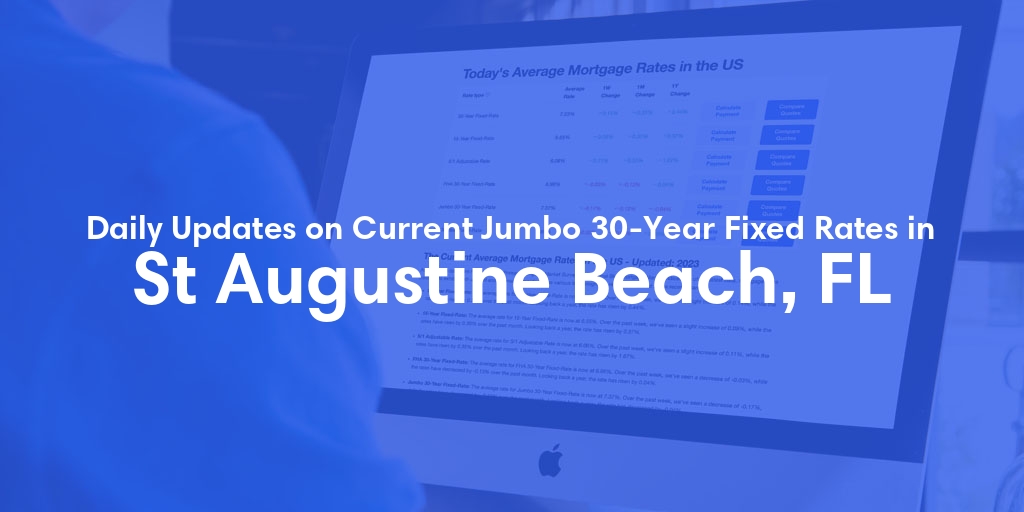 The Current Average Jumbo 30-Year Fixed Mortgage Rates in St Augustine Beach, FL - Updated: Sun, May 19, 2024