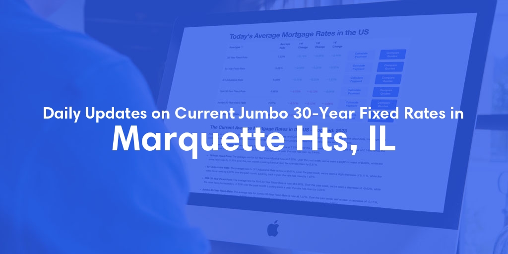 The Current Average Jumbo 30-Year Fixed Mortgage Rates in Marquette Hts, IL - Updated: Wed, May 15, 2024
