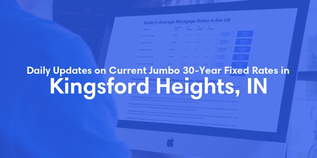 The Current Average Jumbo 30-Year Fixed Mortgage Rates in Kingsford Heights, IN - Updated: Sat, May 11, 2024