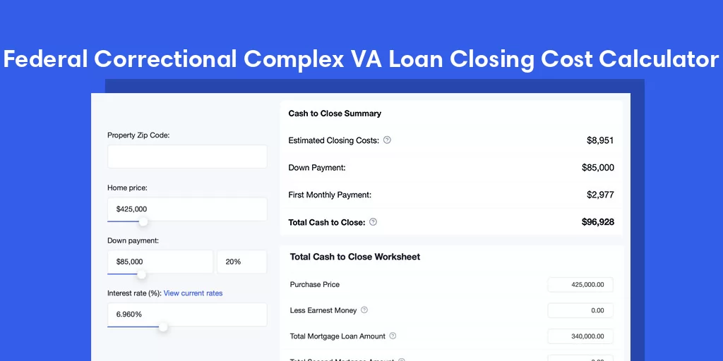 Federal Correctional Complex, CO VA Loan Closing Cost Calculator