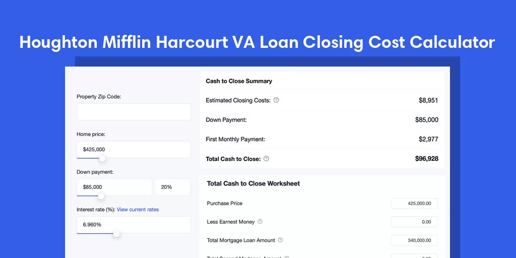 Houghton Mifflin Harcourt, FL VA Loan Closing Cost Calculator Houghton Mifflin Harcourt, FL VA Loan Closing Cost Calculator