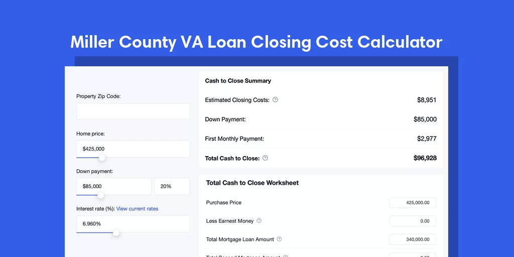 Miller County, GA VA Loan Closing Cost Calculator