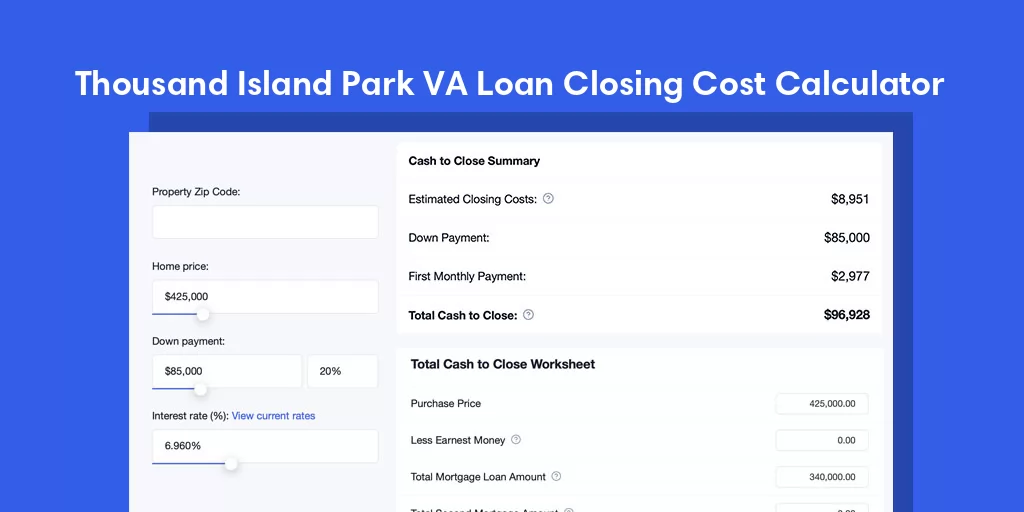 Thousand Island Park, NY VA Loan Closing Cost Calculator Thousand Island Park, NY VA Loan Closing Cost Calculator
