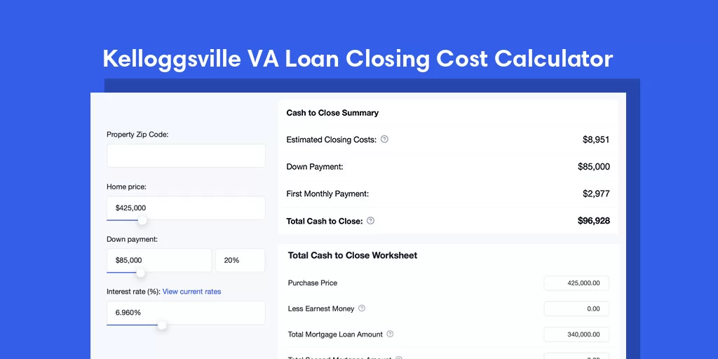 Kelloggsville, OH VA Loan Closing Cost Calculator Kelloggsville, OH VA Loan Closing Cost Calculator