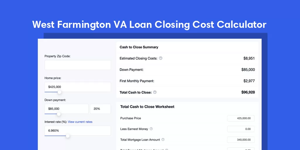 West Farmington, OH VA Loan Closing Cost Calculator