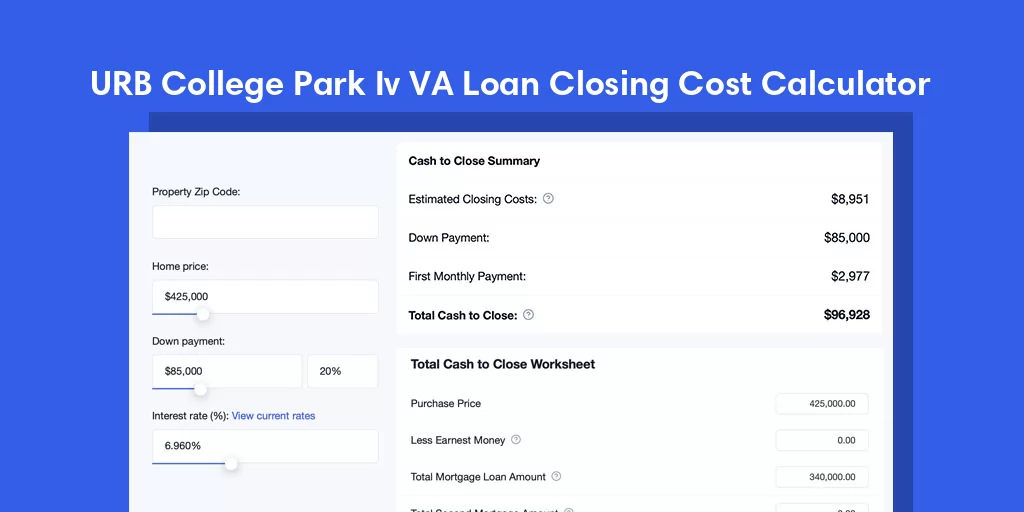 URB College Park Iv, PR VA Loan Closing Cost Calculator URB College Park Iv, PR VA Loan Closing Cost Calculator