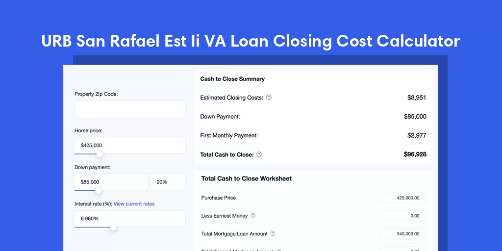 URB San Rafael Est Ii, PR VA Loan Closing Cost Calculator URB San Rafael Est Ii, PR VA Loan Closing Cost Calculator