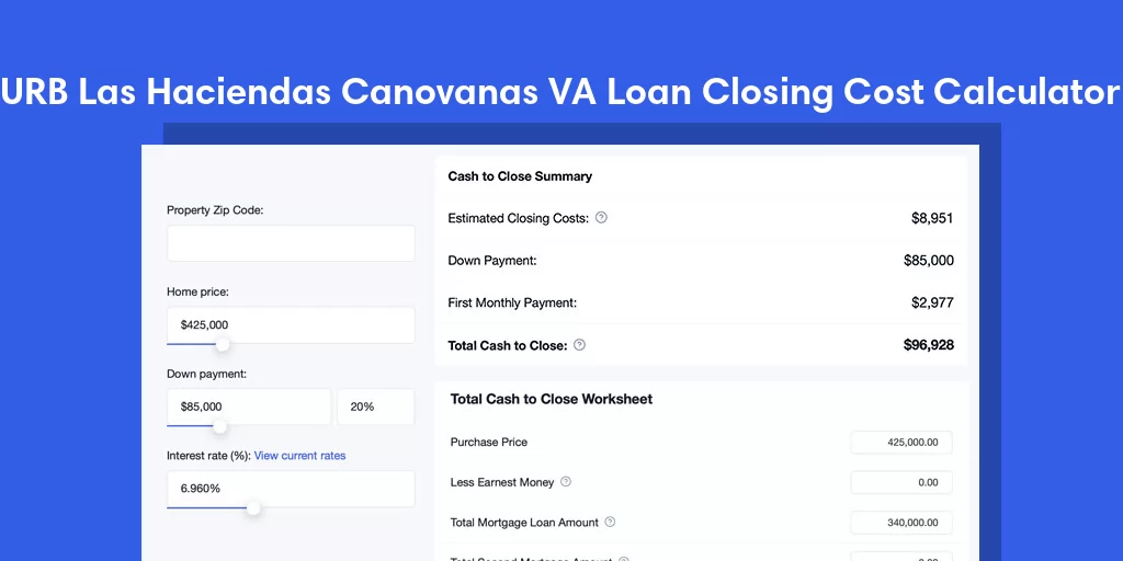 URB Las Haciendas Canovanas, PR VA Loan Closing Cost Calculator URB Las Haciendas Canovanas, PR VA Loan Closing Cost Calculator