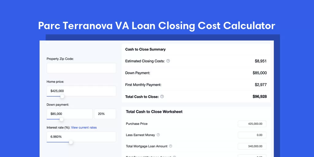Parc Terranova, PR VA Loan Closing Cost Calculator Parc Terranova, PR VA Loan Closing Cost Calculator