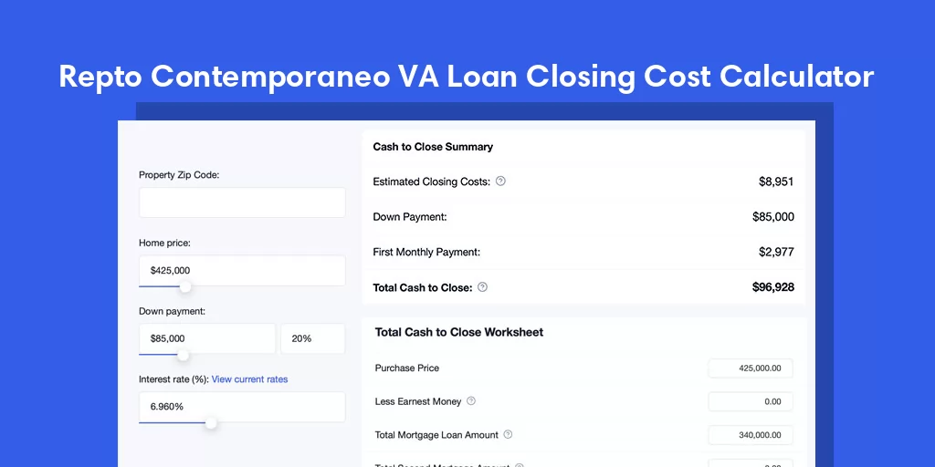 Repto Contemporaneo, PR VA Loan Closing Cost Calculator Repto Contemporaneo, PR VA Loan Closing Cost Calculator