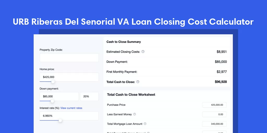 URB Riberas Del Senorial, PR VA Loan Closing Cost Calculator URB Riberas Del Senorial, PR VA Loan Closing Cost Calculator