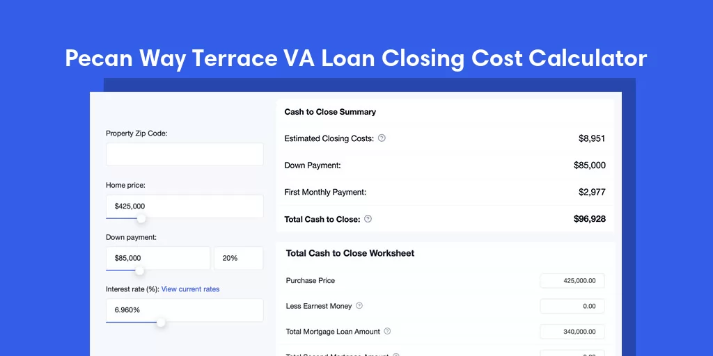 Pecan Way Terrace, SC VA Loan Closing Cost Calculator Pecan Way Terrace, SC VA Loan Closing Cost Calculator